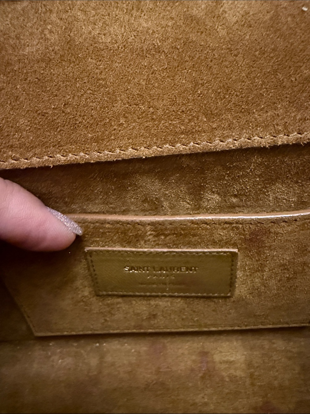 Saint Laurent Brown Suede Fringe Shoulder Bag with Gold YSL Hardware - Picture 15 of 17
